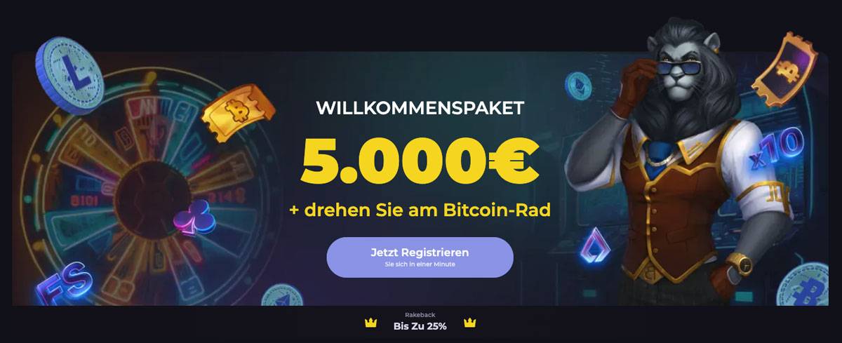 Screenshot vom Willkommensbonusangebot auf CryptoLeo.