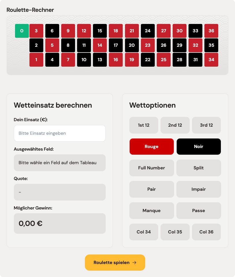 Screenshot des Roulette Rechners von Krypto-Casinos.com