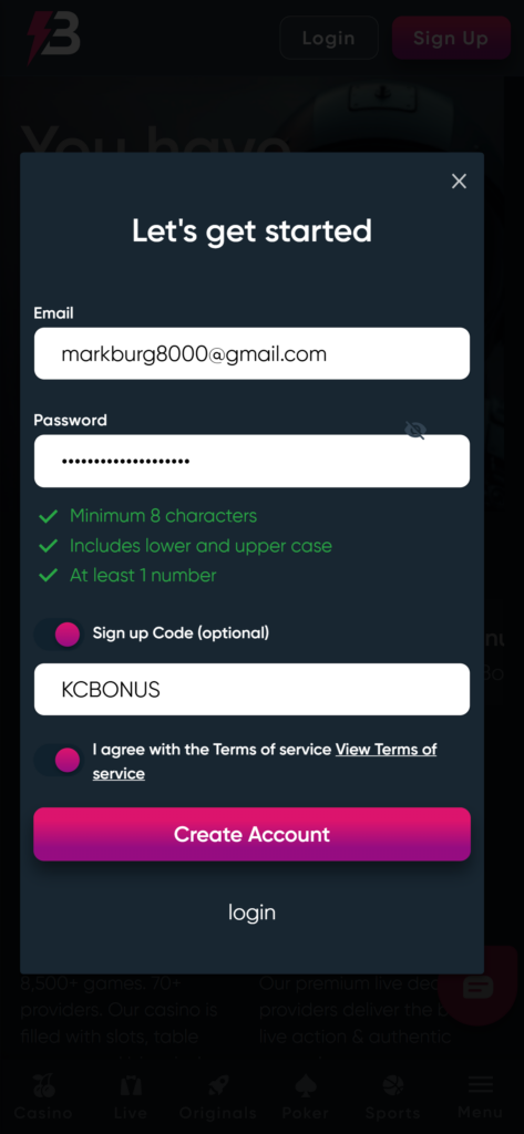 Betplay Casino Sign Up Code "KCBONUS" for extra bonuses and benefits