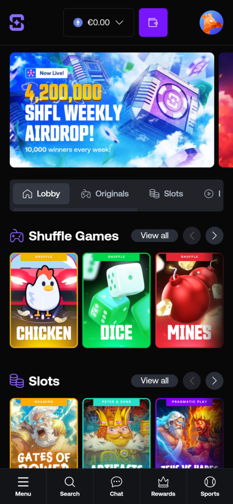 Shuffle Casino Games Overview