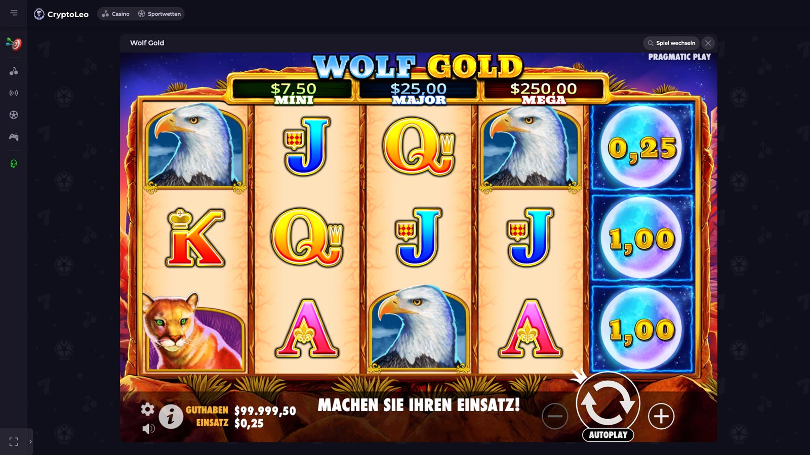 Wolf Gold Slots auf CryptoLeo