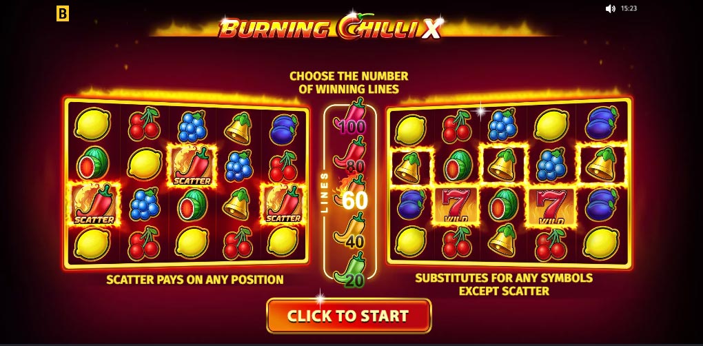 Screenshot des Slots Spiel Burning Chili X auf mBit Casino