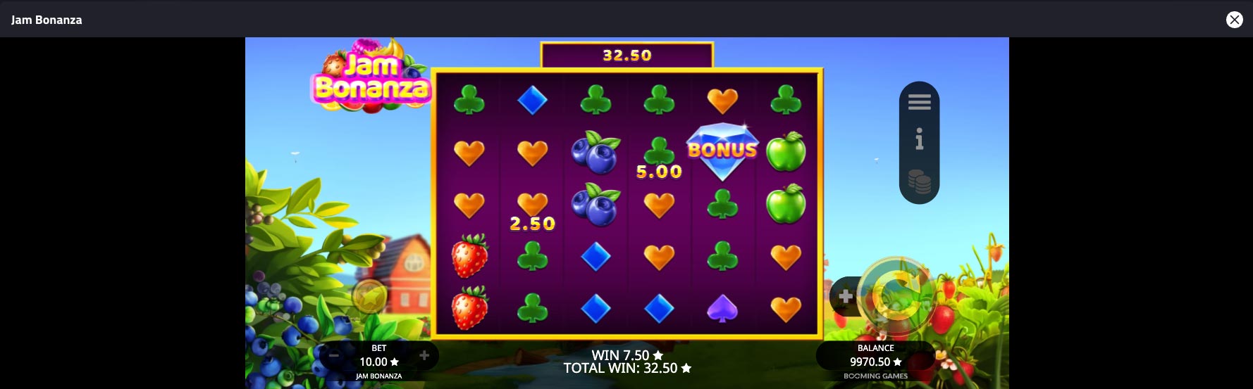 Screenshot des Slots Spiel Jam Bonanza auf mBit Casino