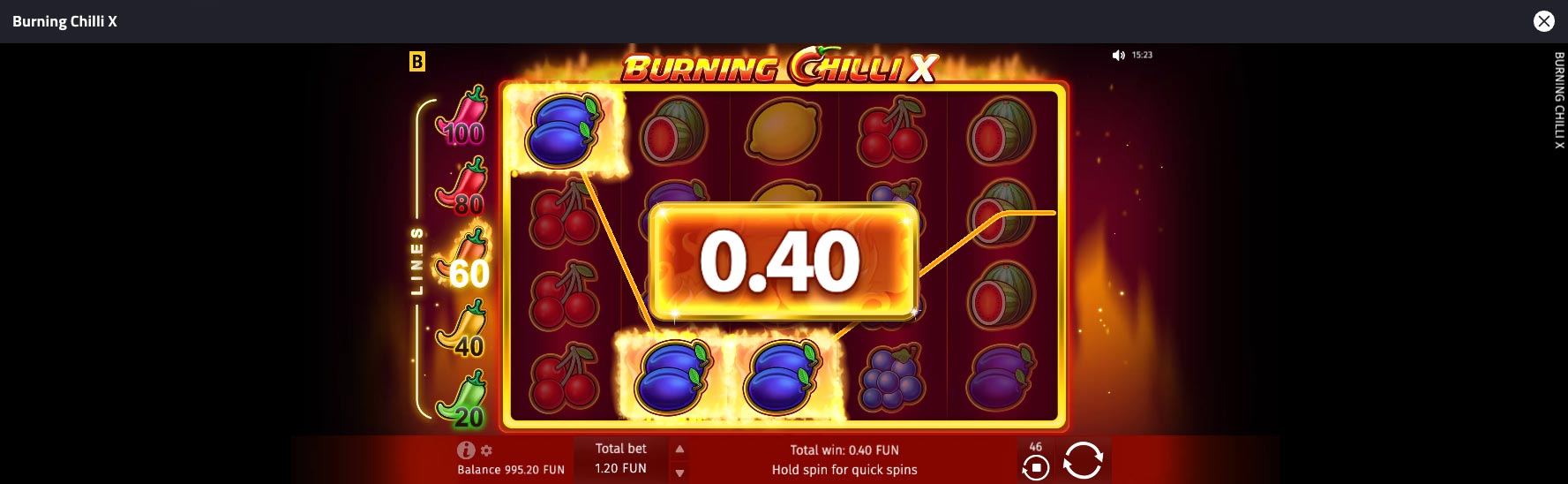 Screenshot von einem Slots-Gewinn beim mBit Casino