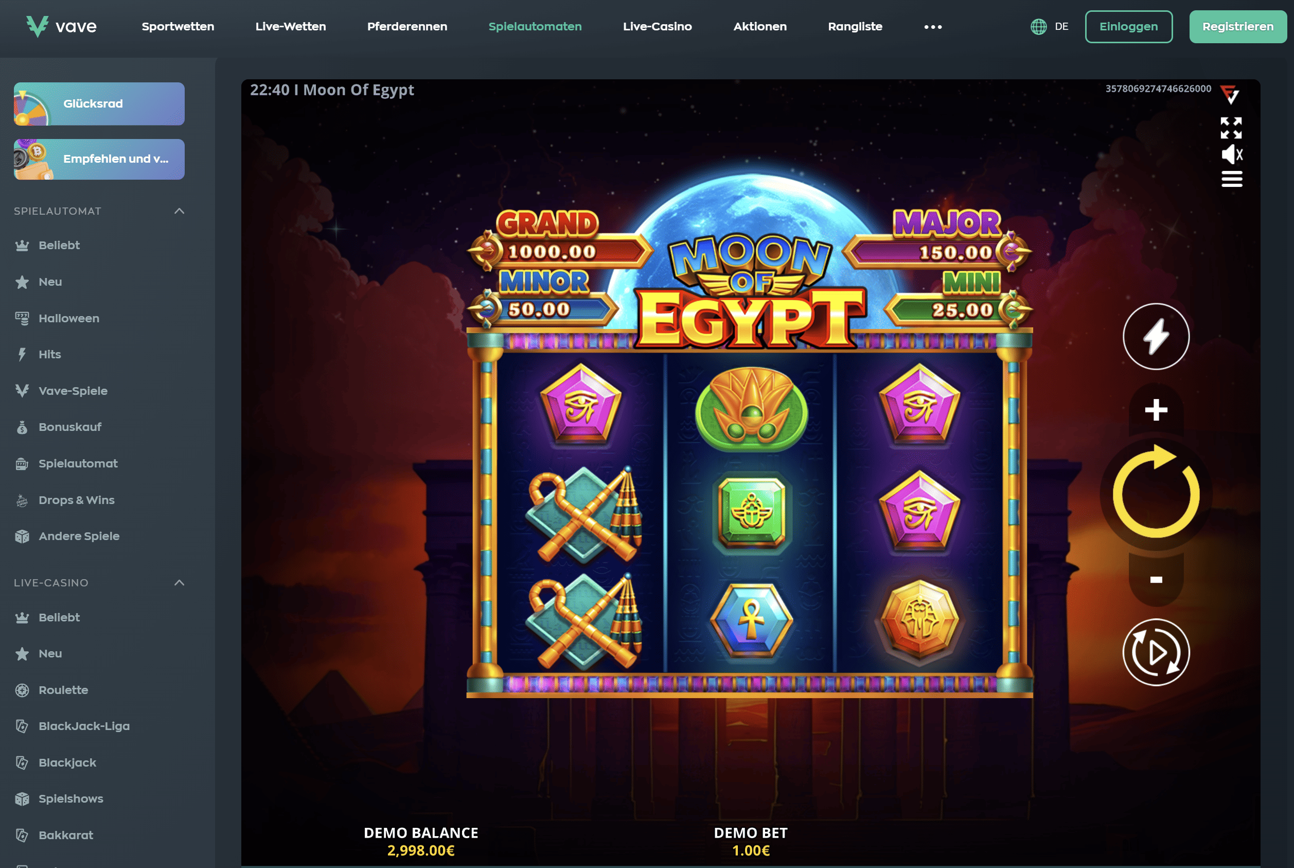 Vave Krypto Casino Slot Screenshot