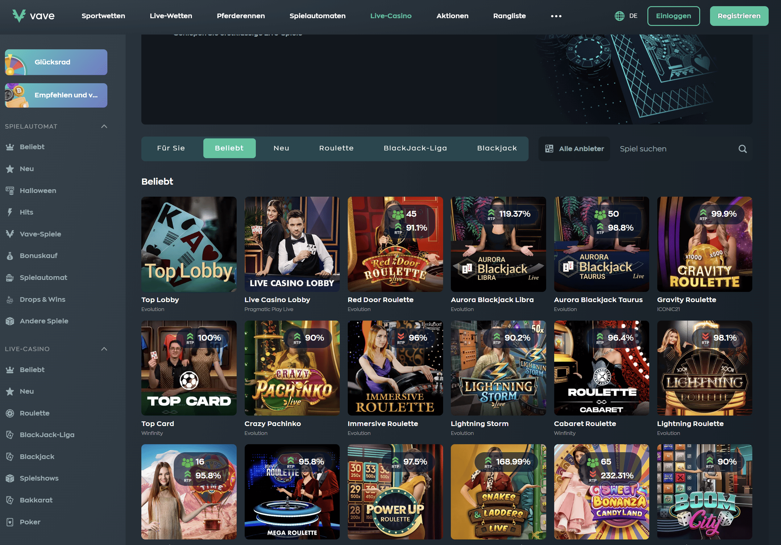 Vave_Krypto Casino Spiele Screenshot