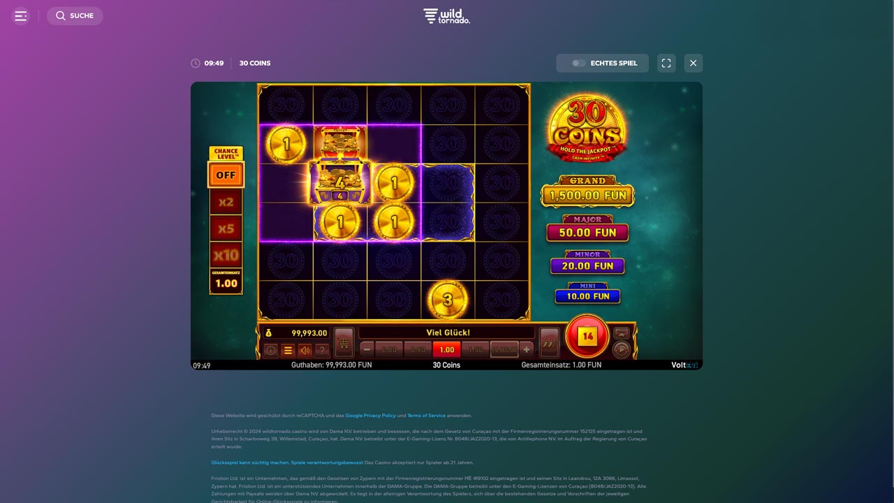 WildTornado Casino Screenshot vom Spielautomat 